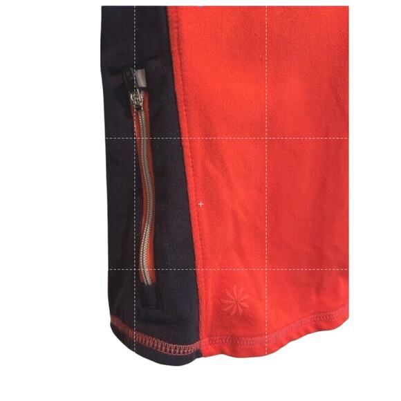 ATHLETA Running Wild Shirt Red Navy Blue Fall Winter Thumbholes 1/2 zip SMALL - Picture 7 of 8